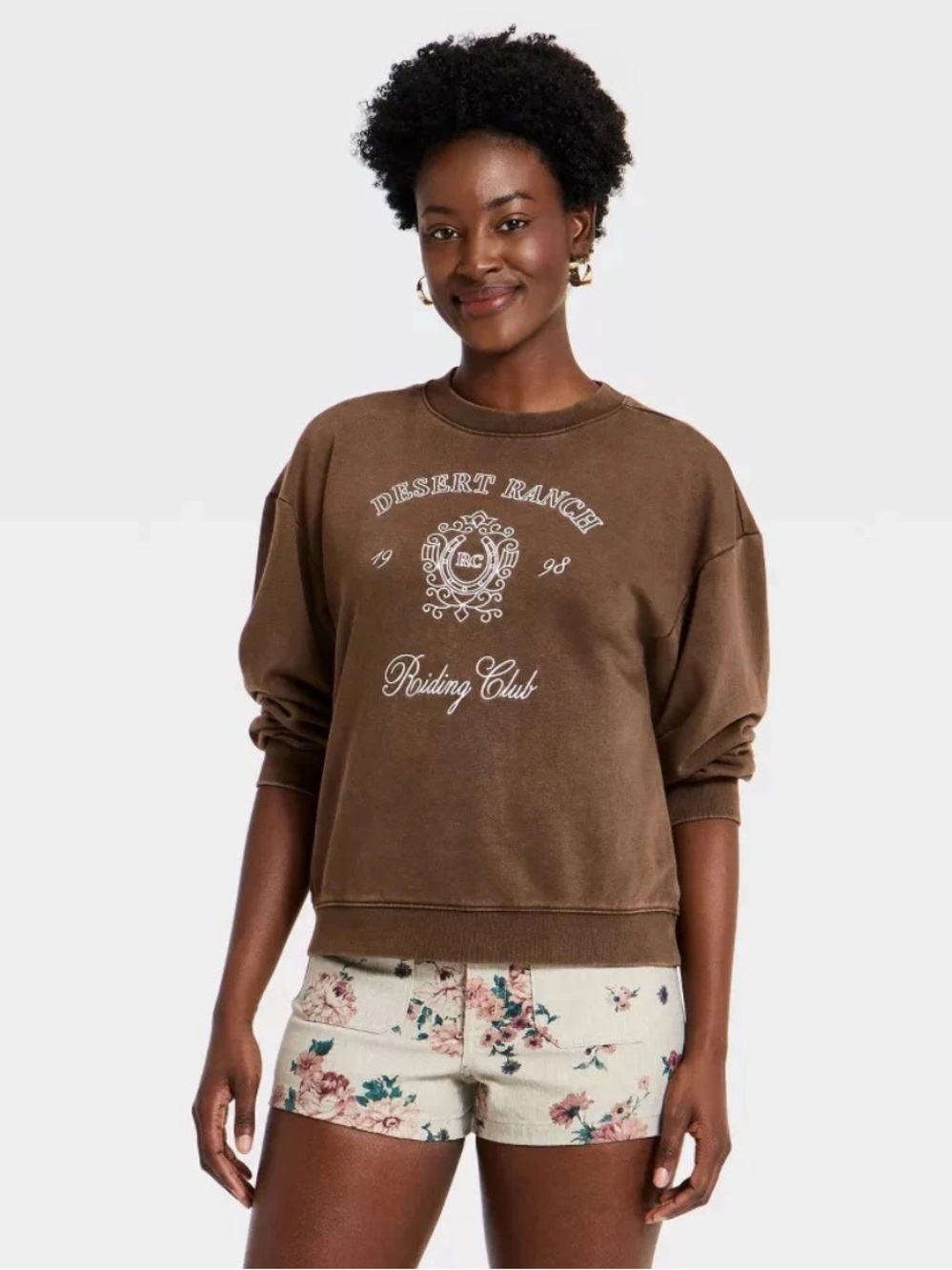 Universal Thread Desert Ranch Brown Graphic Pullover Sweatshirt Women's NWT L